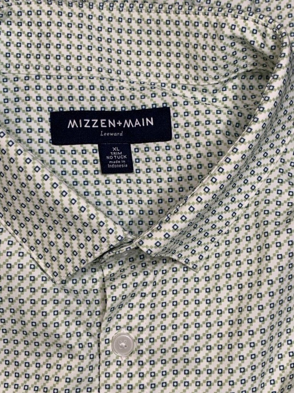 Mizzen+Main Leeward Shirt Men’s XL White Geometric Print Long Sleeve Button Up